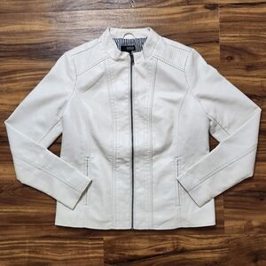 A.N.A Off White Faux Leather Jacket Size Medium